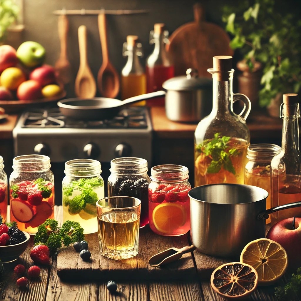 Ein stilvolles Glas mit einem frischen Basil Smash Mocktail, dekoriert mit Basilikum und Zitrone