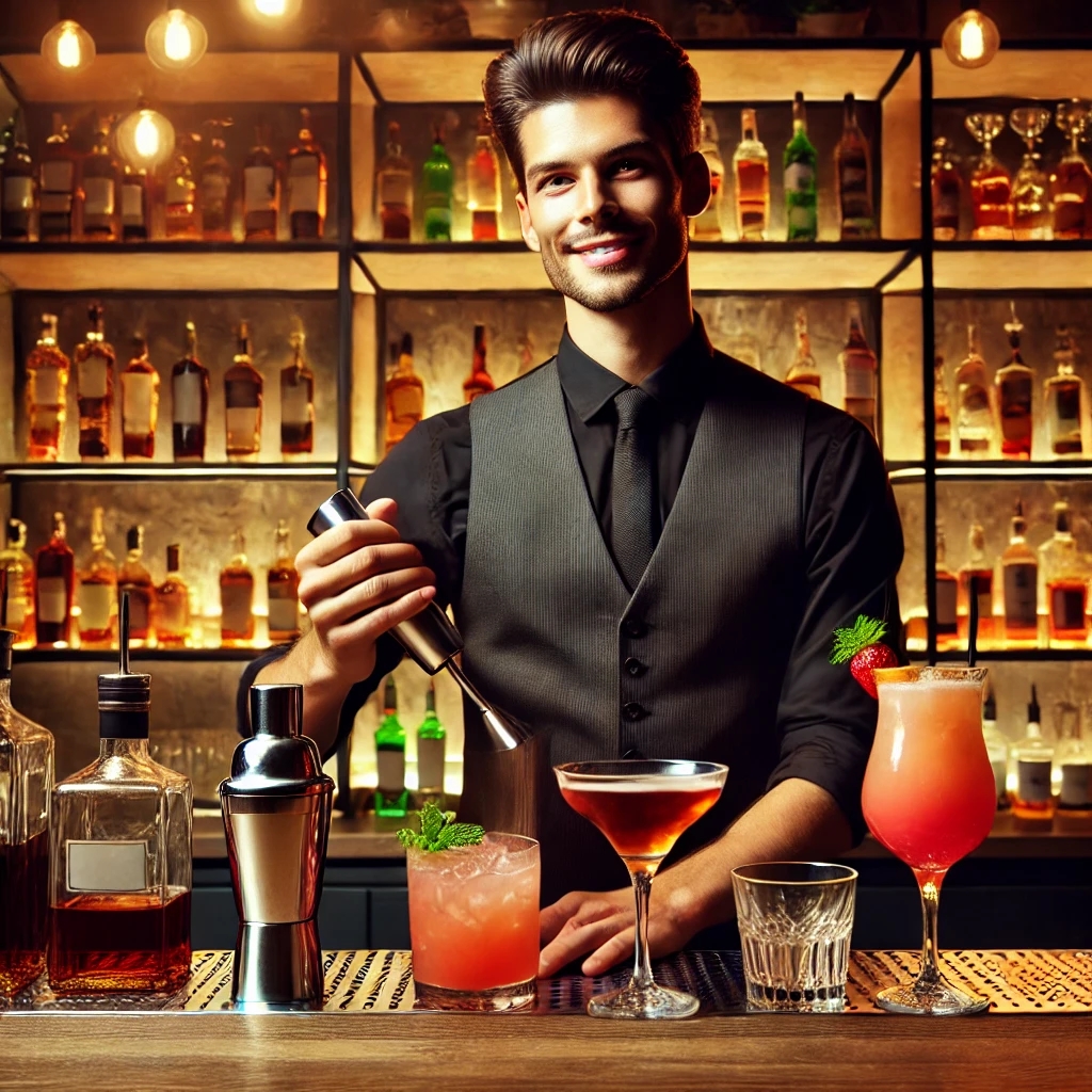Barkeeper mixt Cocktails in einer stilvollen Bar – die Kunst des Blenden und Alkoholgehalt im Cocktail